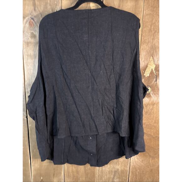 ASOS Curve Linen Look Button Front Waistcoat Top, Black, Size 26 - Picture 4 of 4